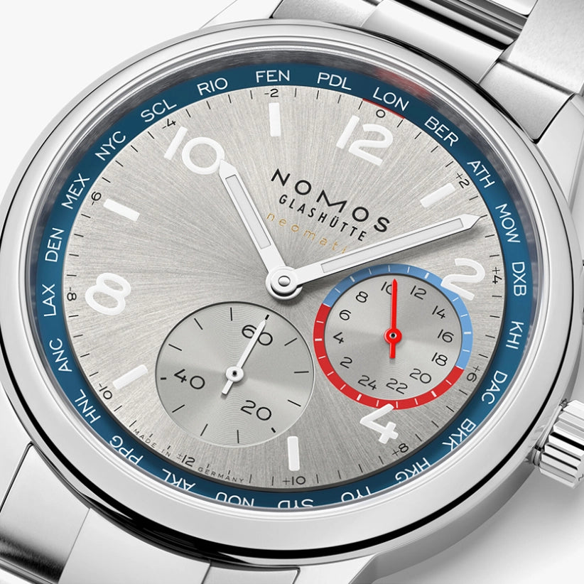 NOMOS Glashütte Club Sport neomatik Weltzeit silber Automatik | 40 mm |