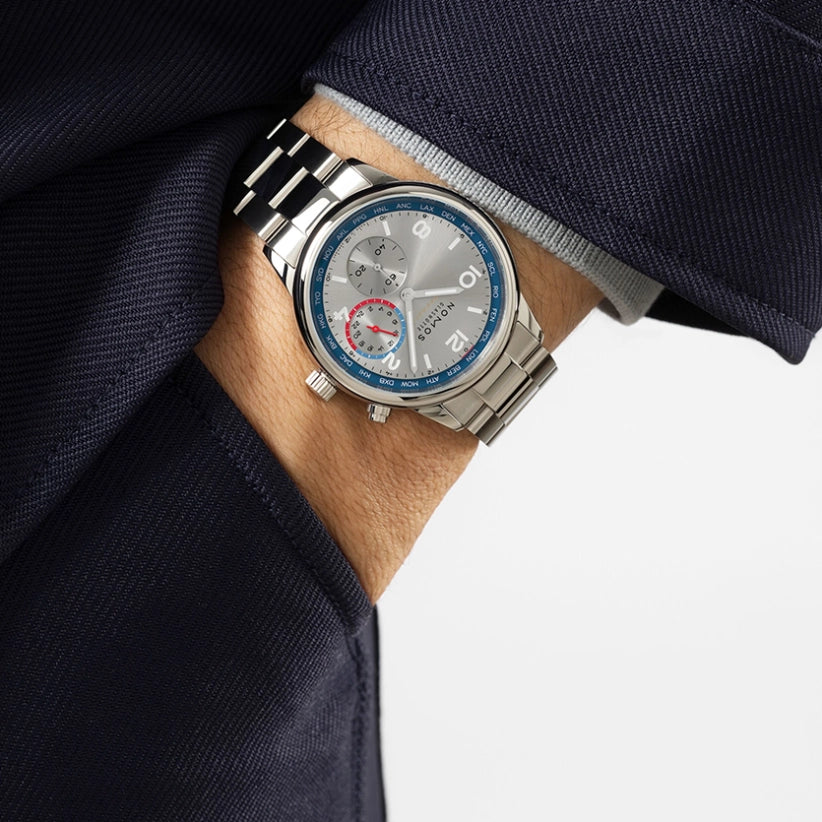 NOMOS Glashütte Club Sport neomatik Weltzeit silber Automatik | 40 mm |