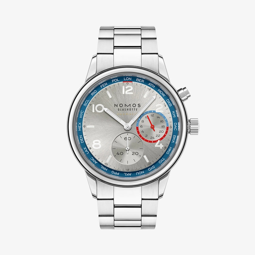 NOMOS Glashütte Club Sport neomatik Weltzeit silber Automatik | 40 mm |