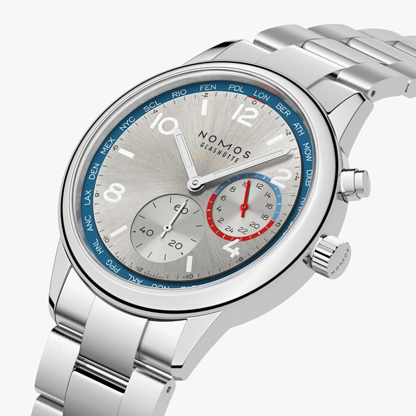 NOMOS Glashütte Club Sport neomatik Weltzeit silber Automatik | 40 mm |